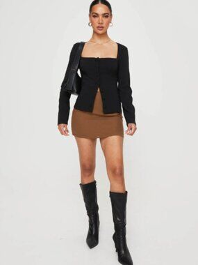 NWT Princess Polly Gaskin Long Sleeve Top | Square Neck | Black | Sz 8